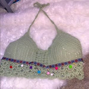 a green crop top